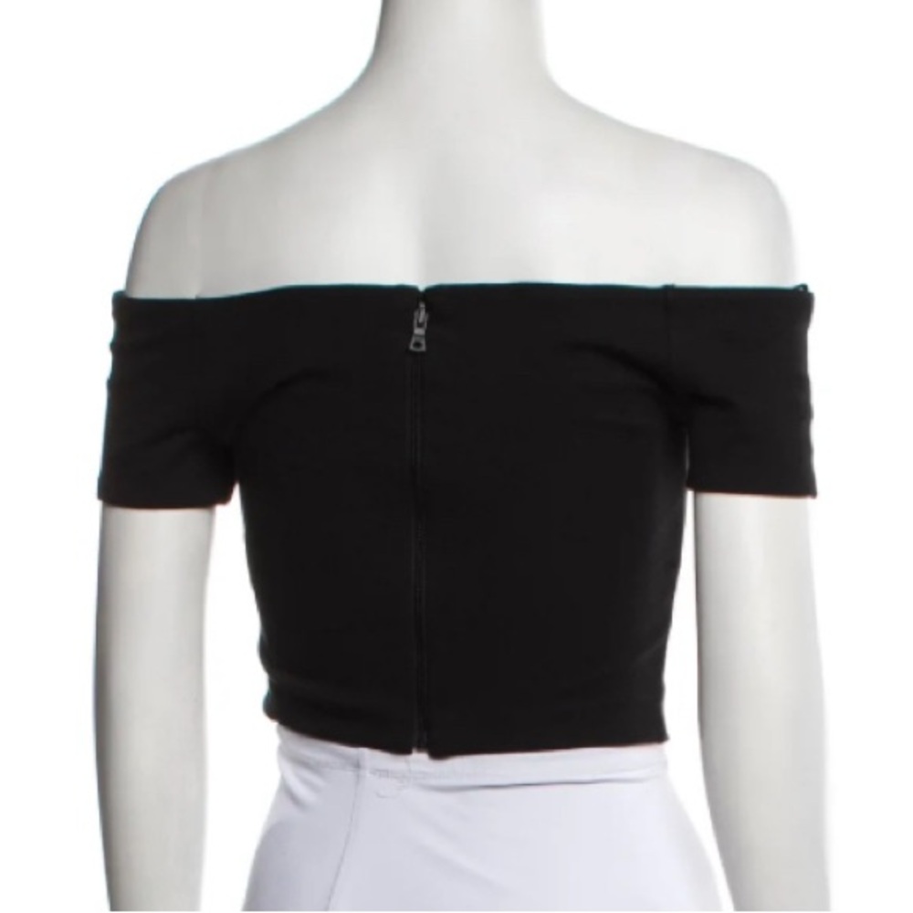 Alice + Olivia Black Women's Crop Off Shoulder Top